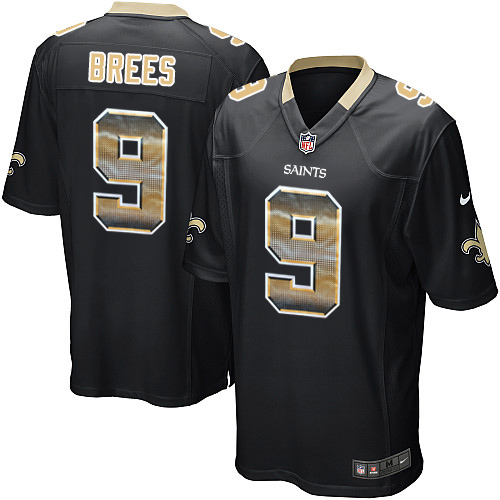 Men's Nike New Orleans Saints #9 Drew Brees Limited Black Strobe NFL ...